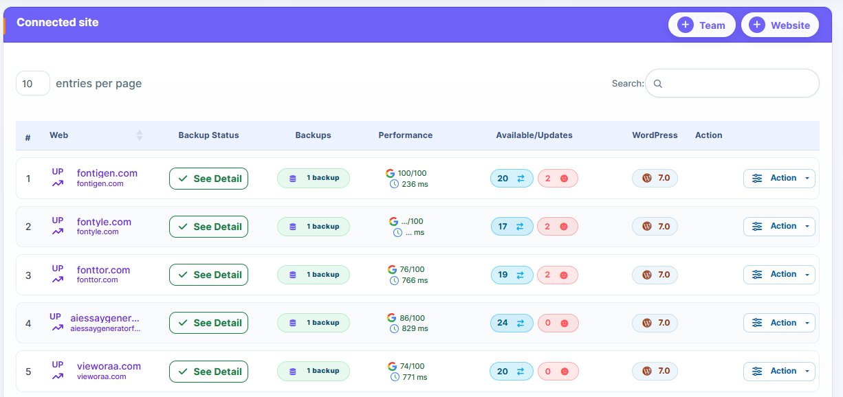 WP Managify Dashboard